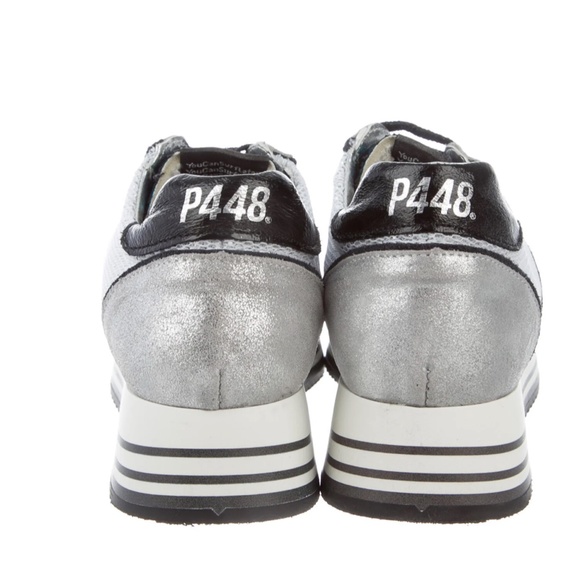 LIMITED P448 LOW TOP SNEAKERS SILVER, SIZE 9 - Picture 3 of 4